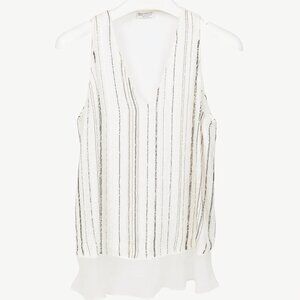 Brunello Cucinelli SS/17 White Silk Monili Eyelash-Fringe Tank